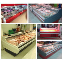 Supermarket frozen organizer fish meat rack display freezer chiller